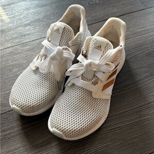 Women’s adidas edge luxe white sneakers copper metallic - 8.5